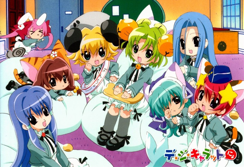 usada hikaru, dejiko, puchiko, piyoko, mike, and 3 more (di gi charat and 1 more)