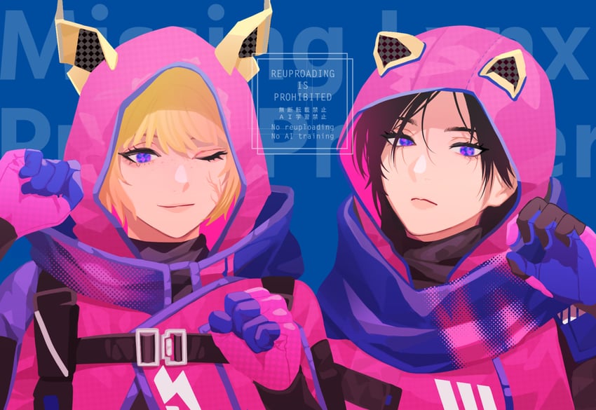 wattson, wraith, missing lynx wattson, and punk prowler wraith (apex legends) drawn by meriko