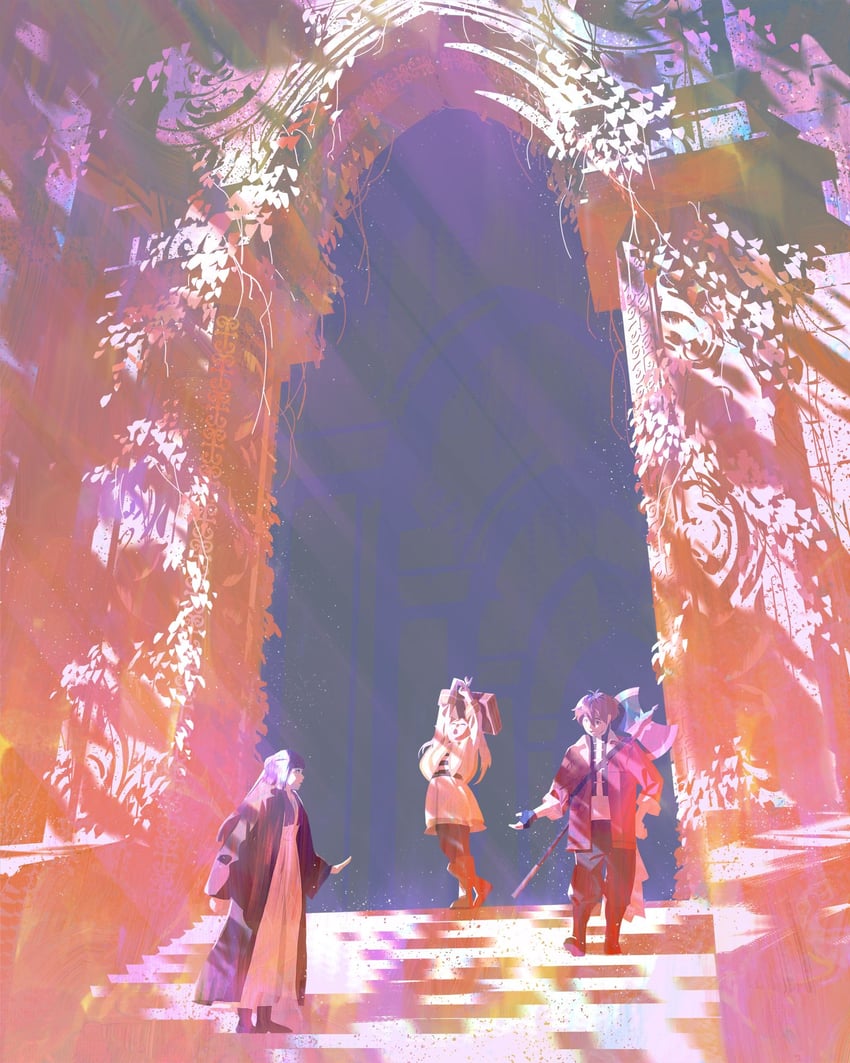 frieren, fern, and stark (sousou no frieren) drawn by muim_saj