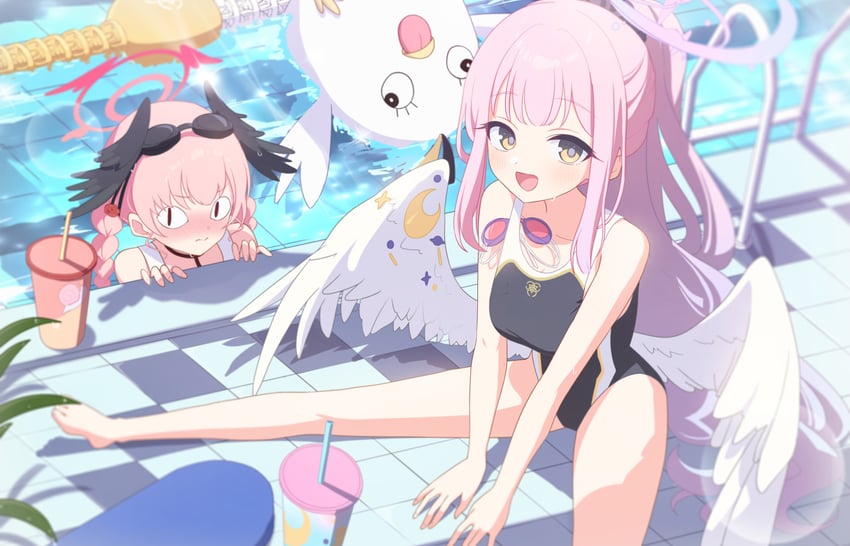 mika, koharu, and peroro (blue archive) drawn by kaerunrun