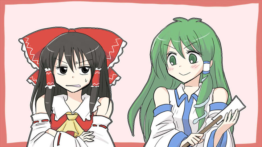 hakurei reimu and kochiya sanae (touhou) drawn by kiritani_(marginal)