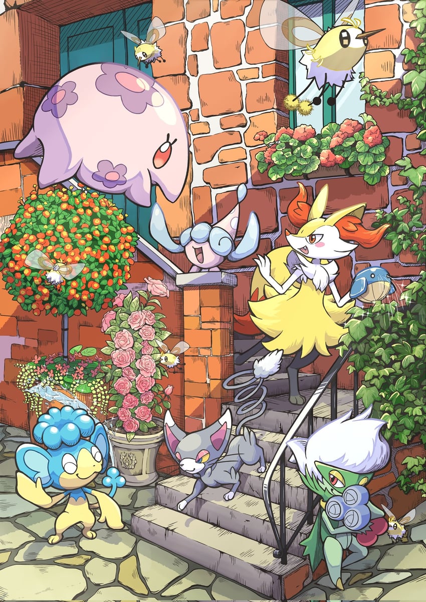 cutiefly, munna, roserade, hatenna, wailmer, and 2 more (pokemon) drawn by q-chan
