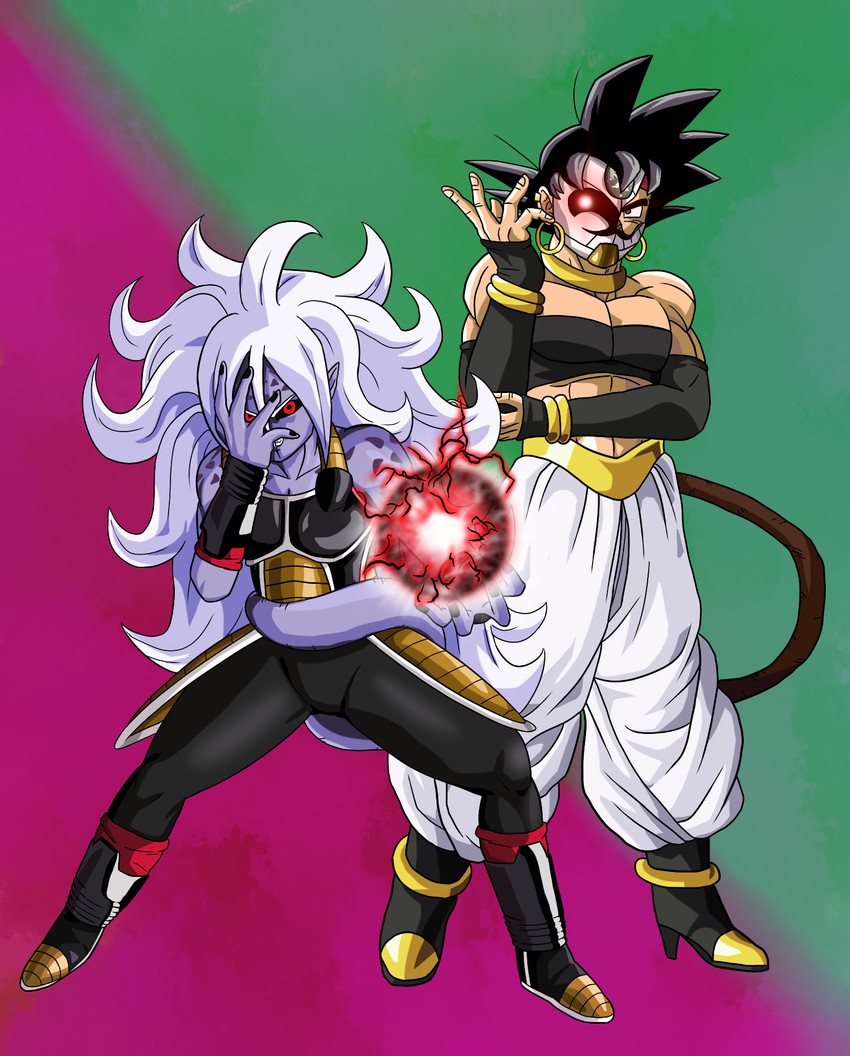 android 21, majin android 21, bardock, and masked saiyan (dragon ball and 3 more) drawn by a_silvers_1997