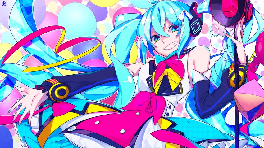 hatsune miku and magical mirai miku (vocaloid and 1 more) drawn by omaru_taro