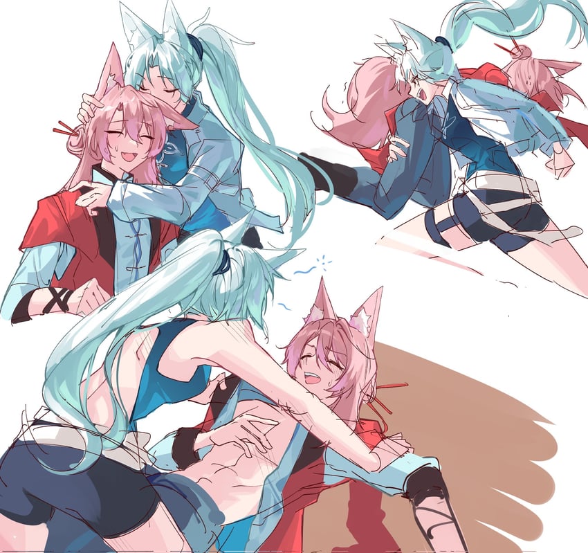 feixiao and jiaoqiu (honkai and 1 more) drawn by chyucat