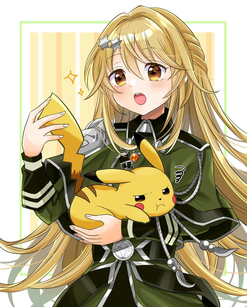 pikachu and exosister elis (pokemon and 1 more) drawn by ukyou_kuro