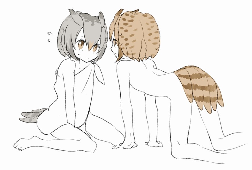 northern white-faced owl and eurasian eagle owl (kemono friends) drawn by omucchan_(omutyuan)