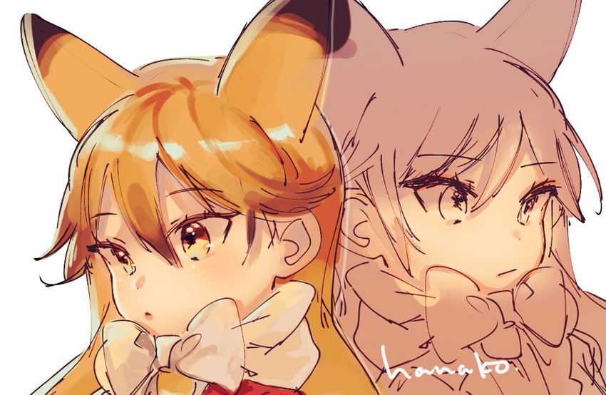 silver fox and ezo red fox (kemono friends) drawn by hanako151