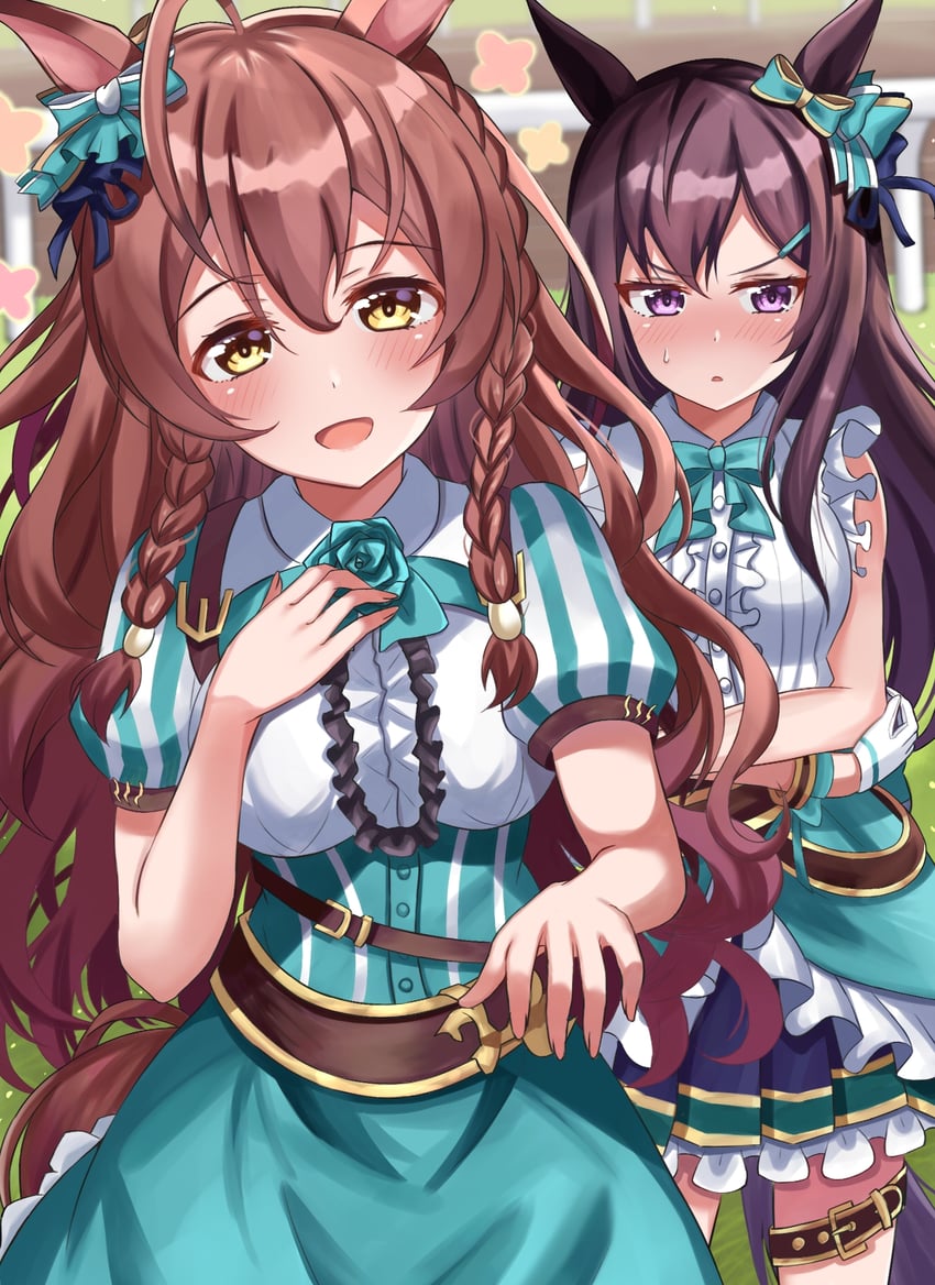 mejiro dober and mejiro bright (umamusume) drawn by crouching_start