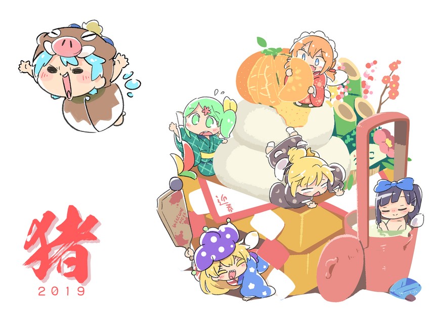 cirno, daiyousei, clownpiece, star sapphire, luna child, and 1 more (touhou) drawn by moyazou_(kitaguni_moyashi_seizoujo)