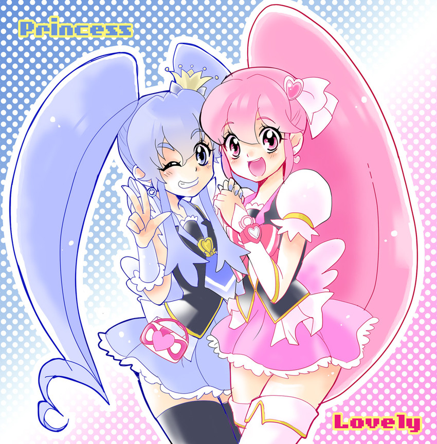 shirayuki hime, aino megumi, cure lovely, and cure princess (precure and 1 more) drawn by satou_ramune