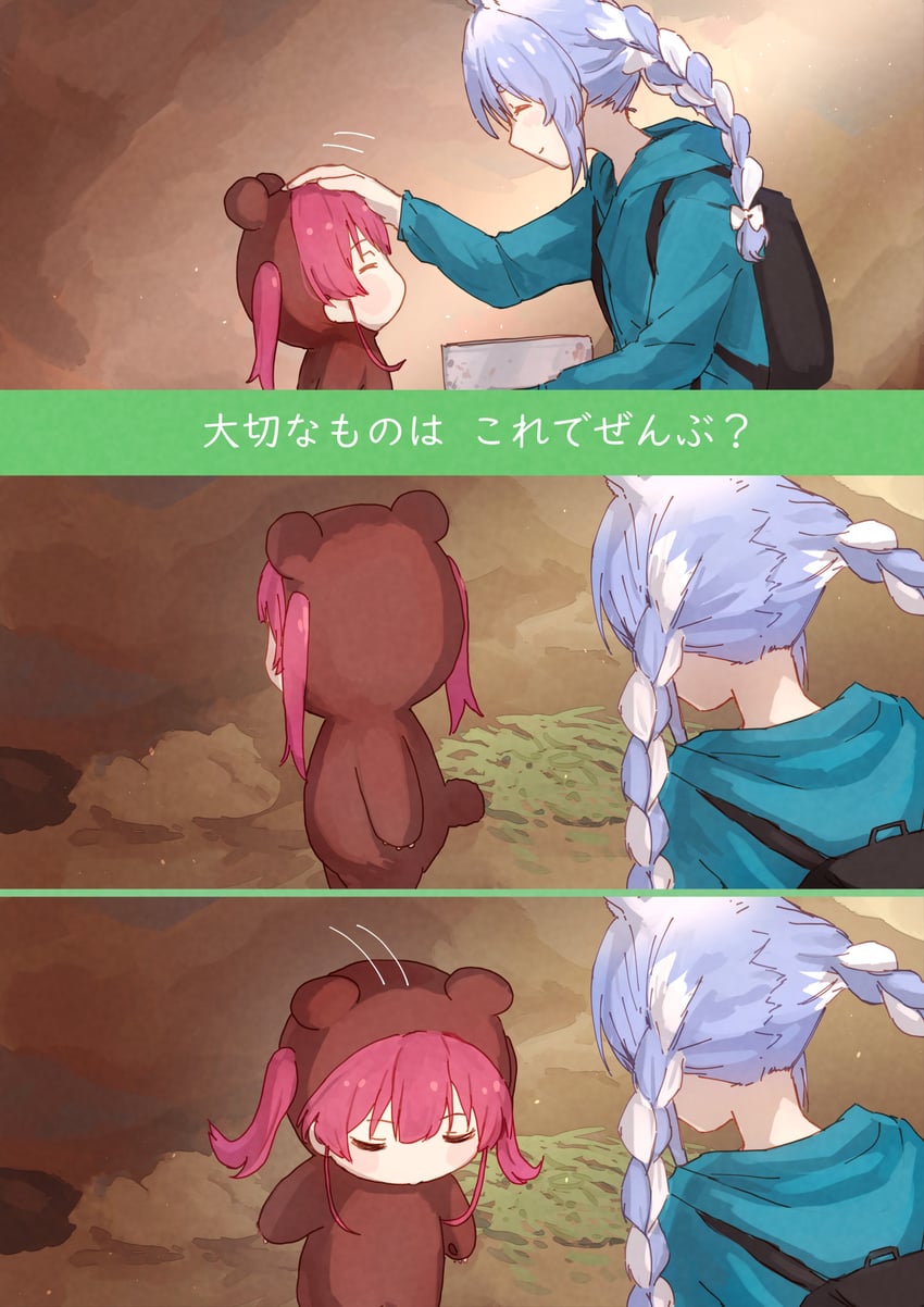 houshou marine, usada pekora, and houshou kumarine (hololive) drawn by yami_ara