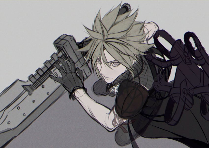 cloud strife (final fantasy and 1 more) drawn by kiki_lala