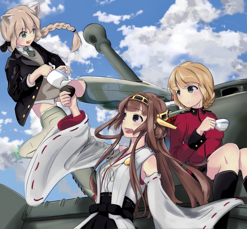 kongou, darjeeling, and lynette bishop (kantai collection and 3 more) drawn by pensir