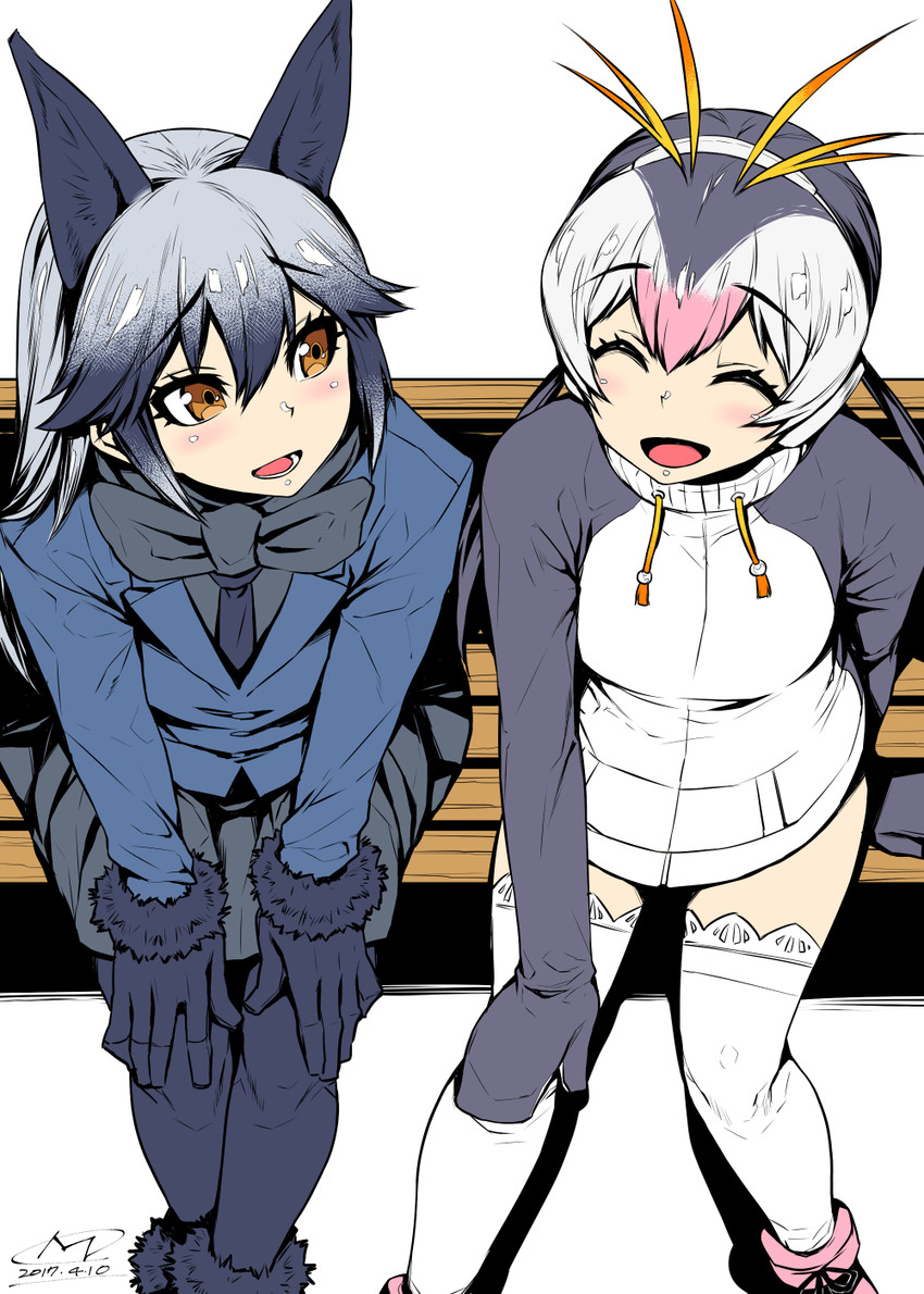 silver fox and royal penguin (kemono friends) drawn by mitsuba_minoru