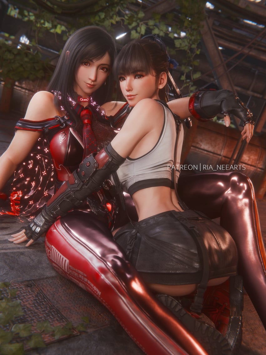 tifa lockhart and eve (final fantasy and 3 more) drawn by ria_(baka-neearts)