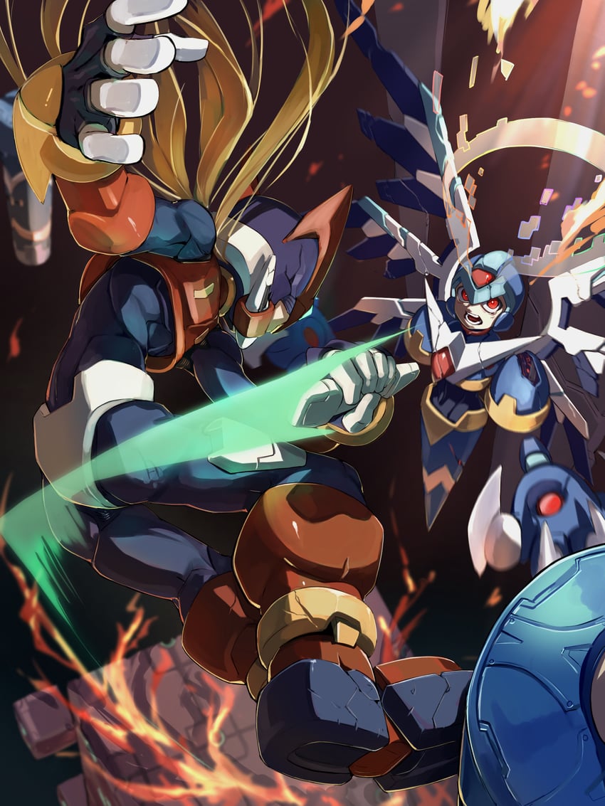 zero, zero(z), and copy x (mega man and 2 more) drawn by omochi_(mochi_skymega)