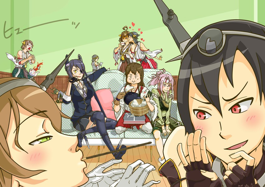 kongou, akagi, tenryuu, zuikaku, haruna, and 5 more (kantai collection) drawn by garanbi_nasubi