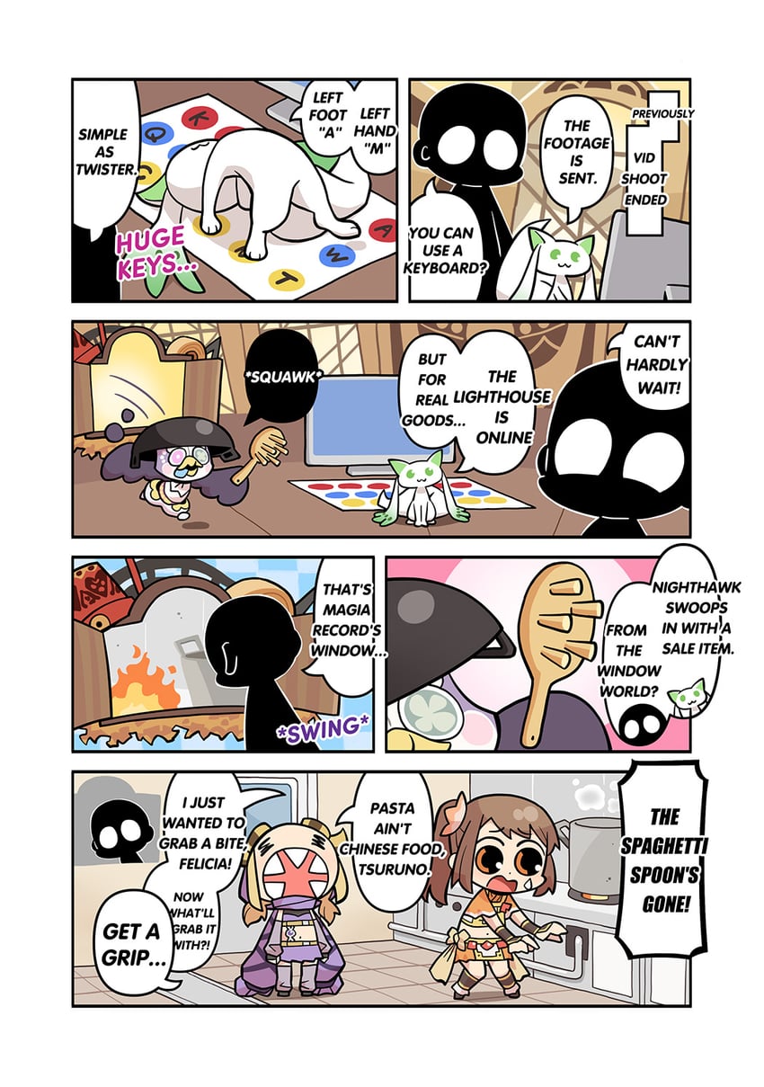 yui tsuruno, mitsuki felicia, a-q, namae, and nighthawk (mahou shoujo madoka magica and 2 more) drawn by papa_(shimeguru)