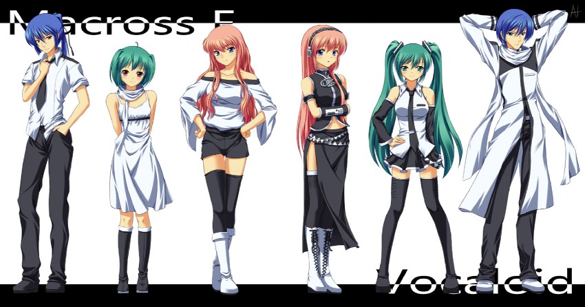 hatsune miku, megurine luka, kaito, sheryl nome, ranka lee, and 1 more (vocaloid and 2 more) drawn by athrun1120