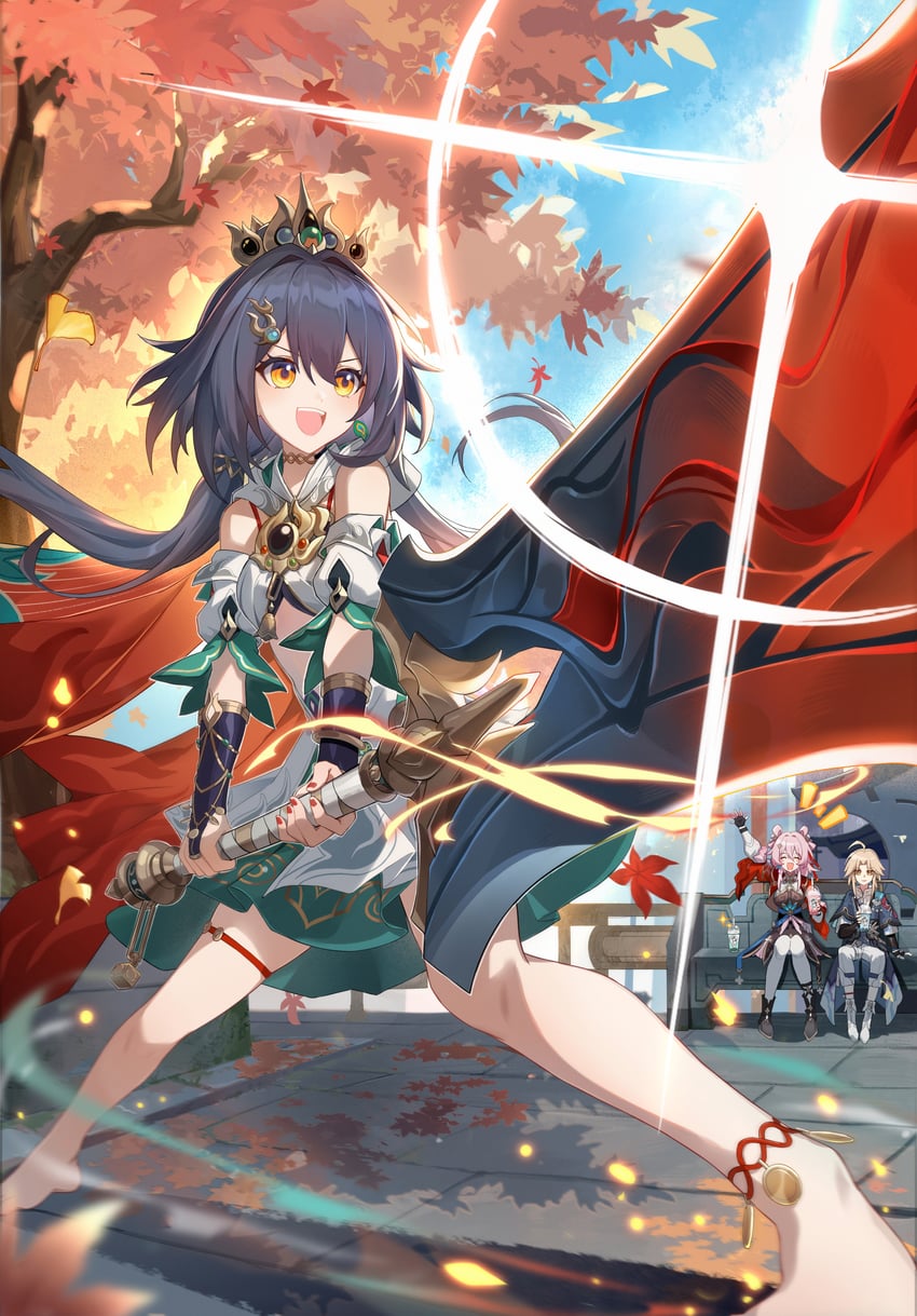 march 7th, yunli, and yanqing (honkai and 1 more) drawn by anjilu