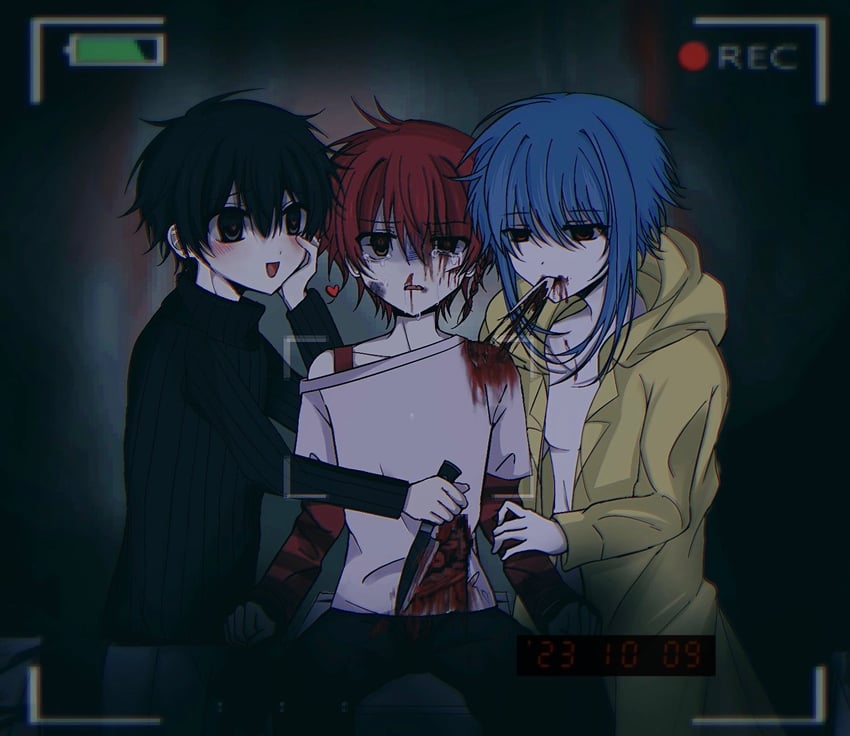 maeno aki, tsugino haru, and ushirono fuyu (zeno) drawn by world_execute