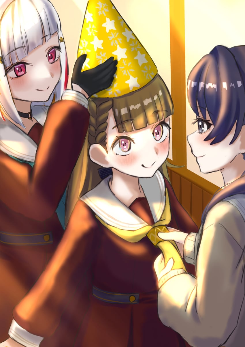 murano sayaka, yugiri tsuzuri, and kachimachi kosuzu (love live! and 1 more) drawn by ponyou1030