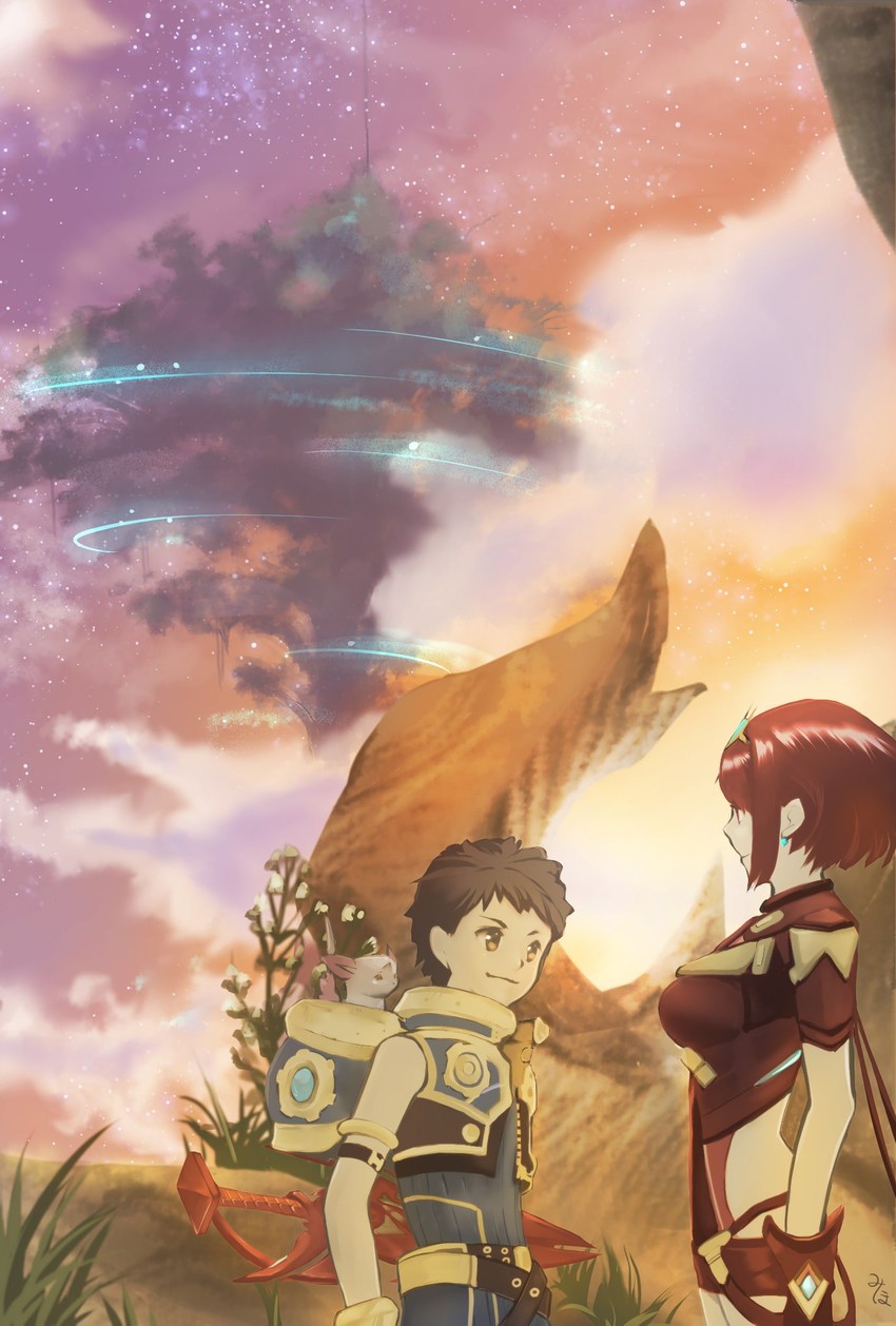 pyra and rex (xenoblade chronicles and 1 more) drawn by uyumizyunco