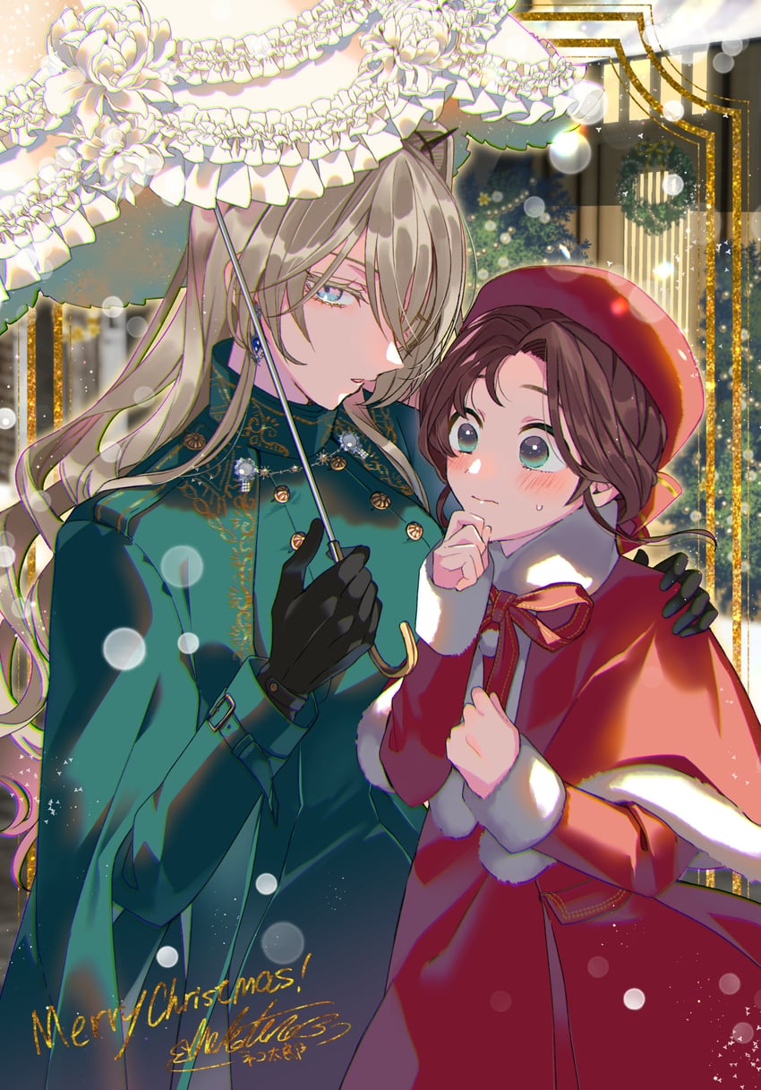 natori midori and lapis tenebrae (genkai ol-san wa akuyaku reijou-sama ni tsukaetai) drawn by shinonome_neko-tarou