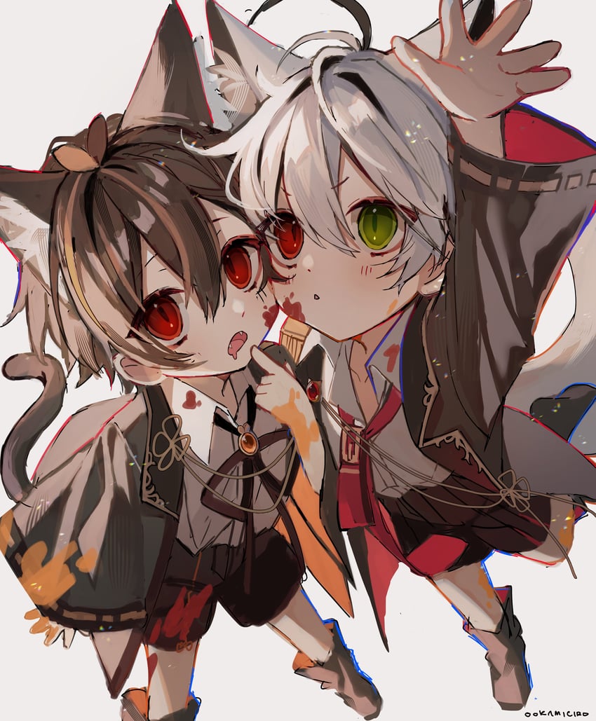 otozuki teru and ookami ciro (indie virtual youtuber) drawn by ookami_ciro