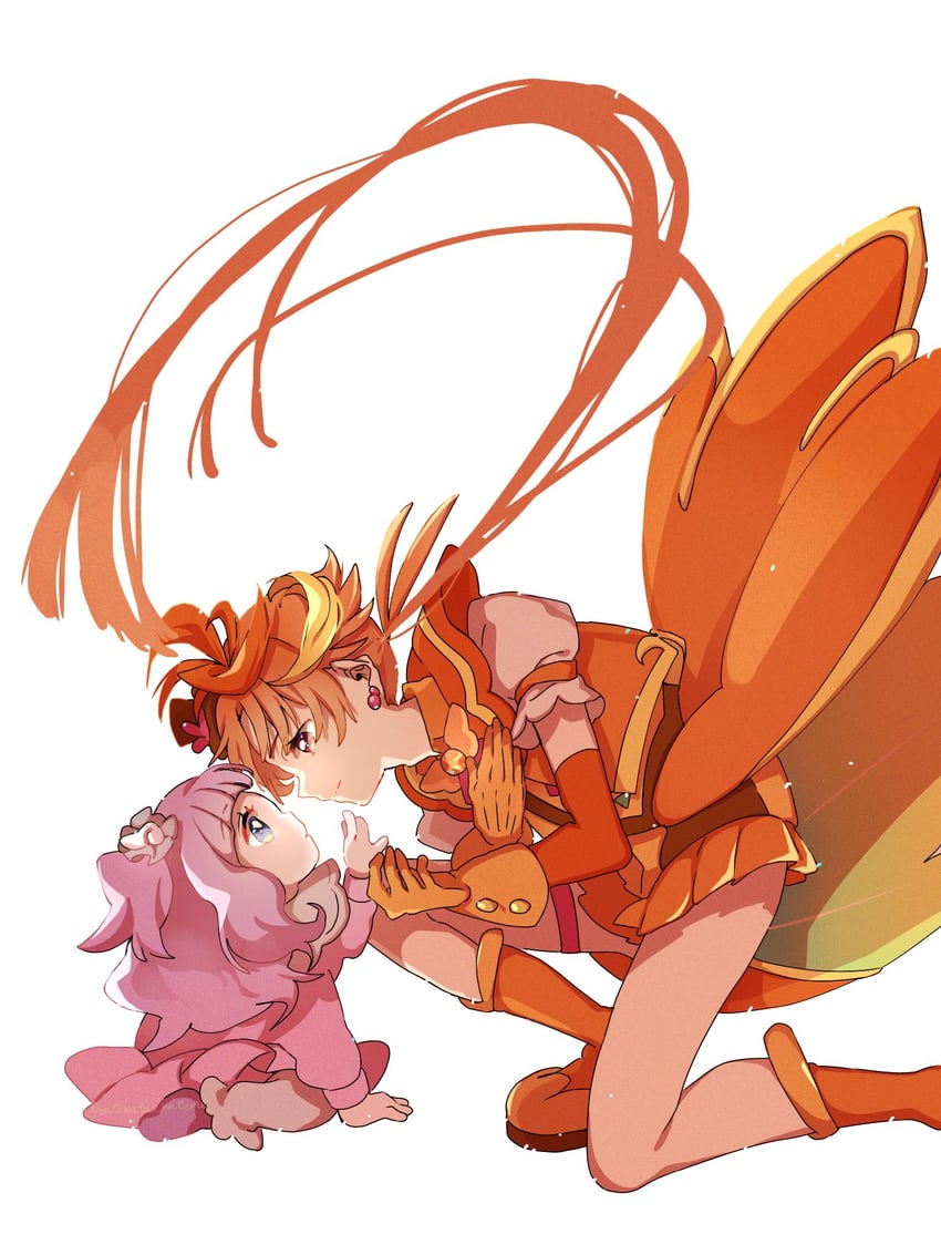 yuunagi tsubasa, ellee-chan, and cure wing (precure and 1 more) drawn by sekiguchi_(mitemite_mitene)
