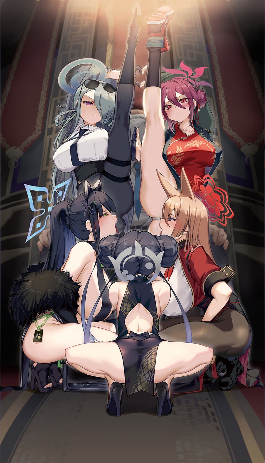 sensei, kisaki, shun, reijo, rumi, and 1 more (blue archive) drawn by satou_daiji