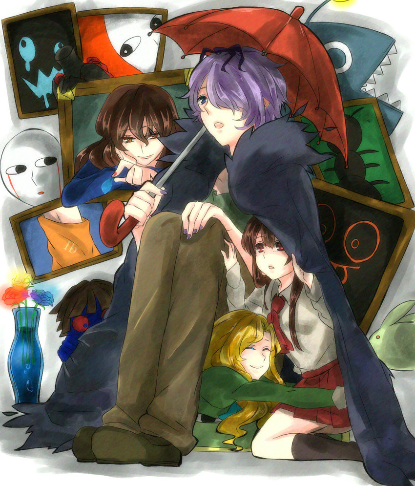 ib, mary, garry, doll, and lady in blue (ib) drawn by seseragi_azuma