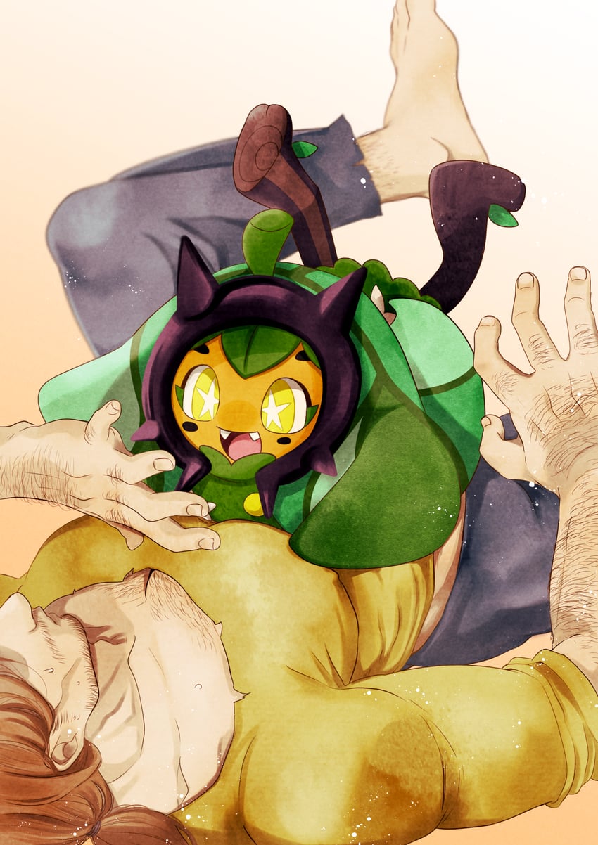 ogerpon and ogerpon's friend (pokemon) drawn by minoru_(minomugicha)