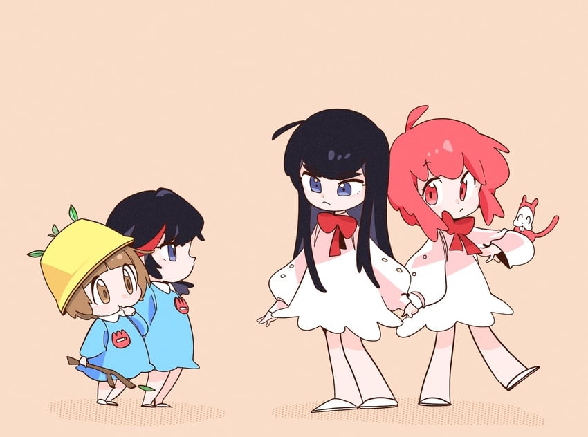 matoi ryuuko, kiryuuin satsuki, mankanshoku mako, and jakuzure nonon (kill la kill) drawn by nnf_nnf_mon