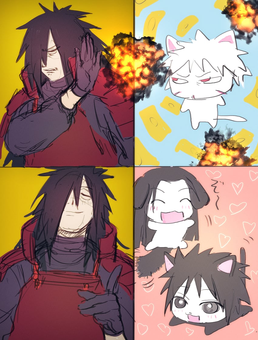 uchiha madara, senju tobirama, senju hashirama, and uchiha izuna (naruto and 1 more) drawn by gurekoguriko