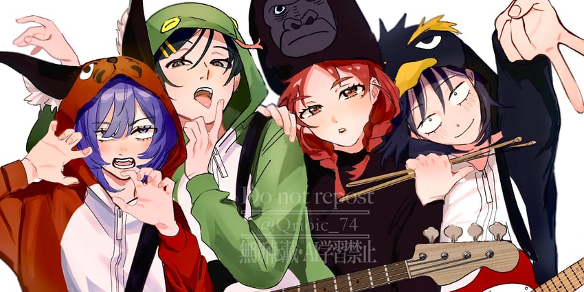 hatono chihiro, kouyama rin, fujii ayame, and uchida momo (futsuu no keion-bu) drawn by qrioic74