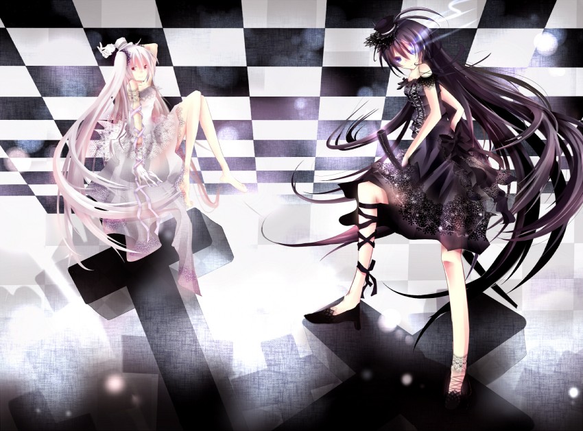 black rock shooter and white rock shooter (black rock shooter) drawn by hekikuu6