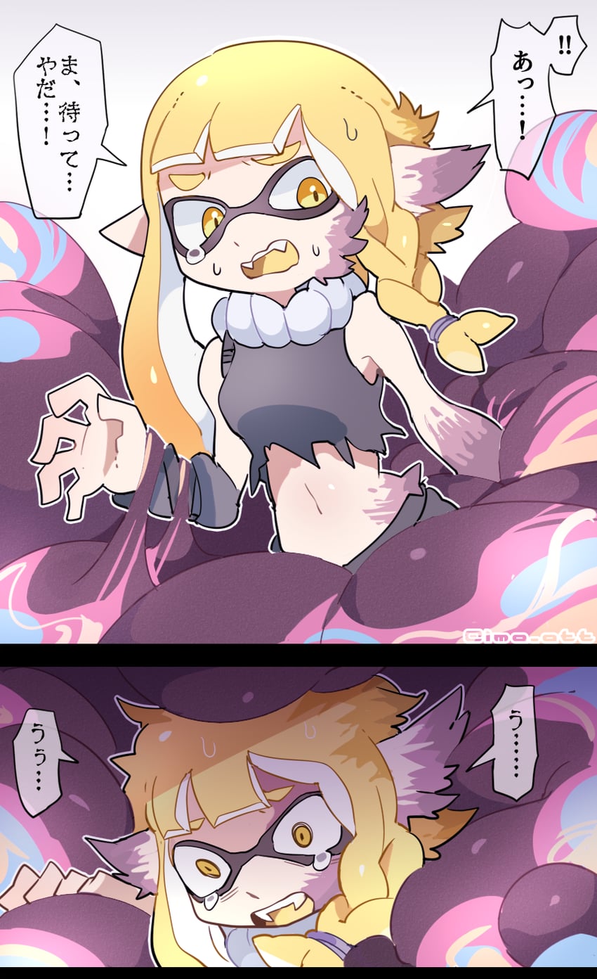inkling player character, inkling girl, and agent 3 (splatoon and 1 more) drawn by imaat
