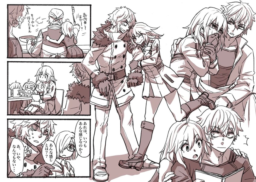 mash kyrielight, fujimaru ritsuka, jack the ripper, jeanne d'arc alter santa lily, kadoc zemlupus, and 2 more (fate and 1 more) drawn by youne_(youneko)