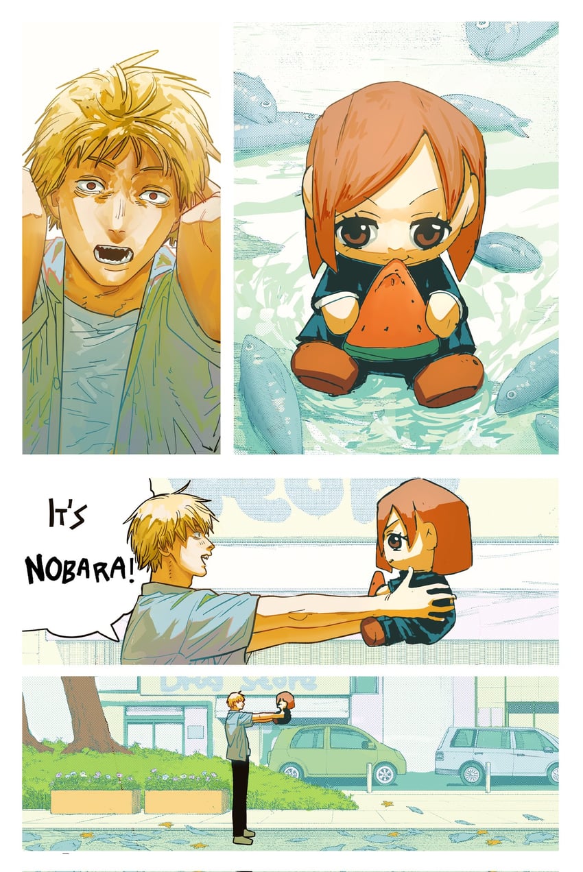denji and kugisaki nobara (chainsaw man and 2 more) drawn by eliasdessin
