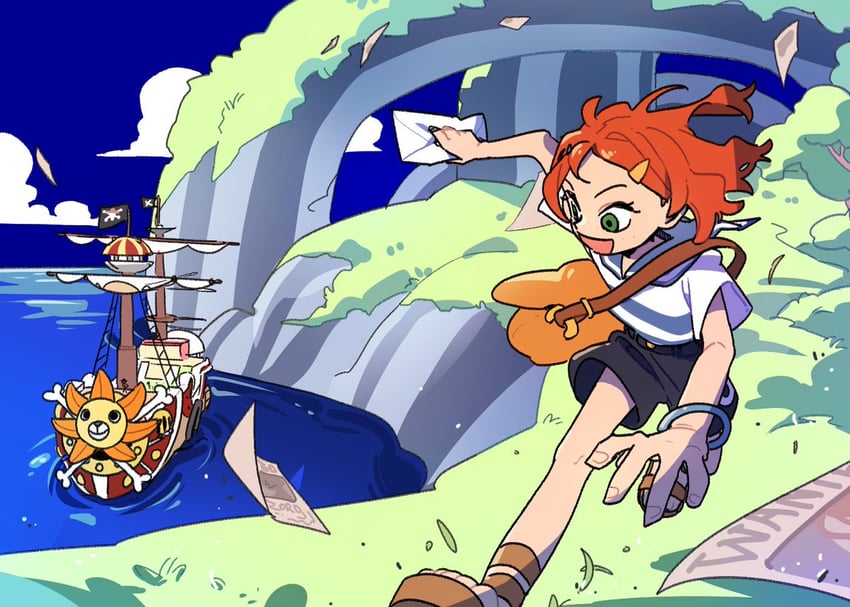 thousand sunny and nami's fangirl (one piece and 1 more) drawn by tb_seobox