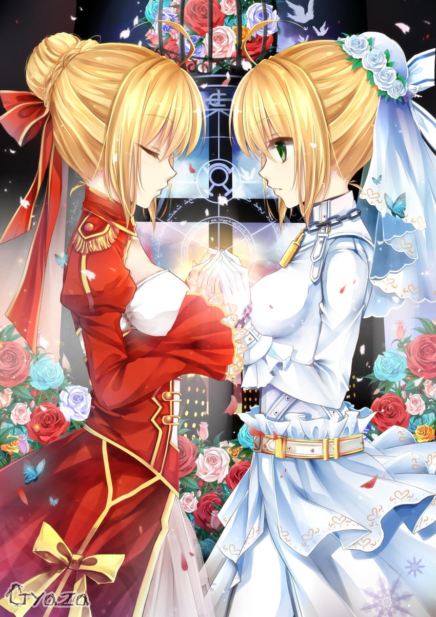 nero claudius (fate and 2 more) drawn by gyaza