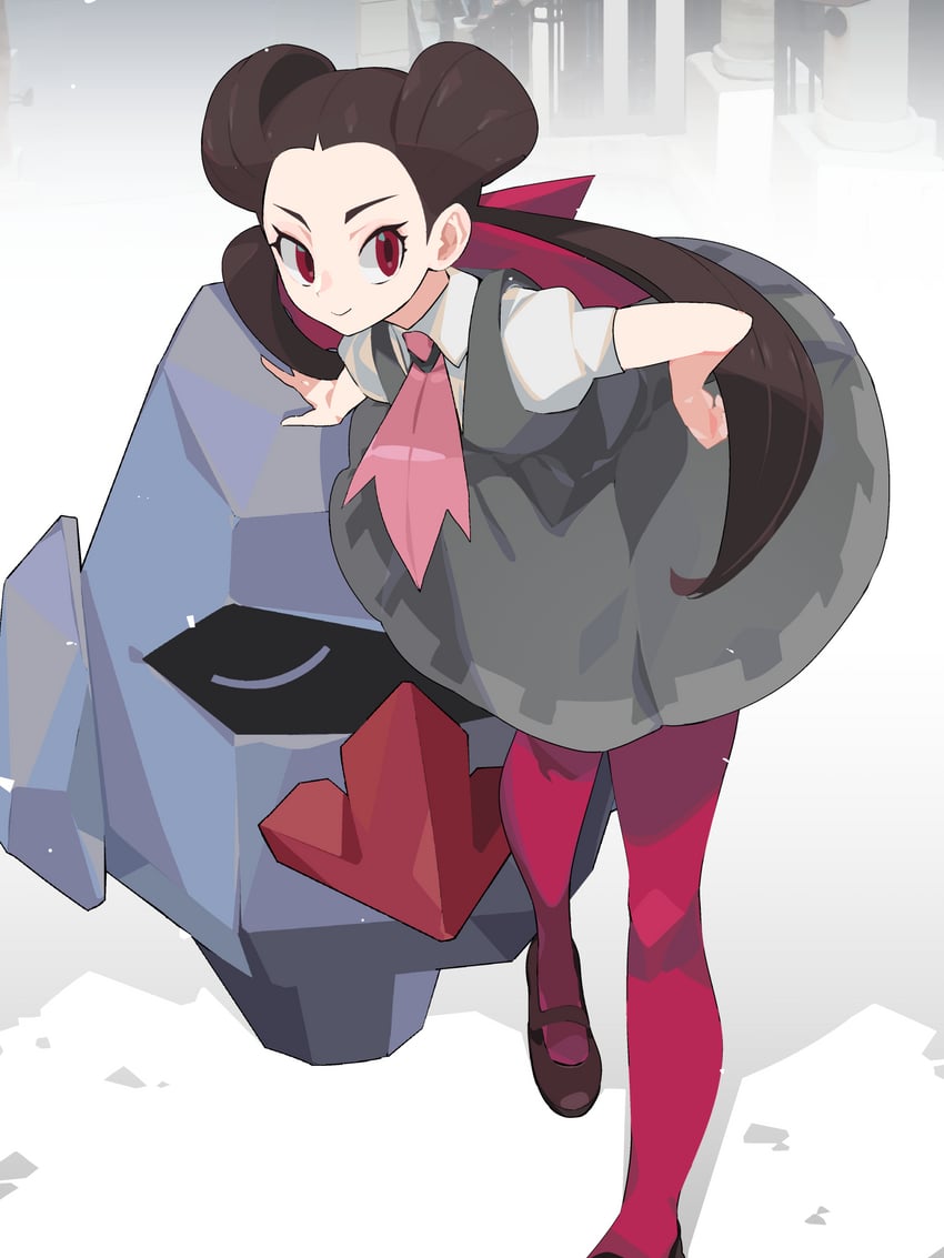 roxanne and nosepass (pokemon and 1 more) drawn by idkuroi