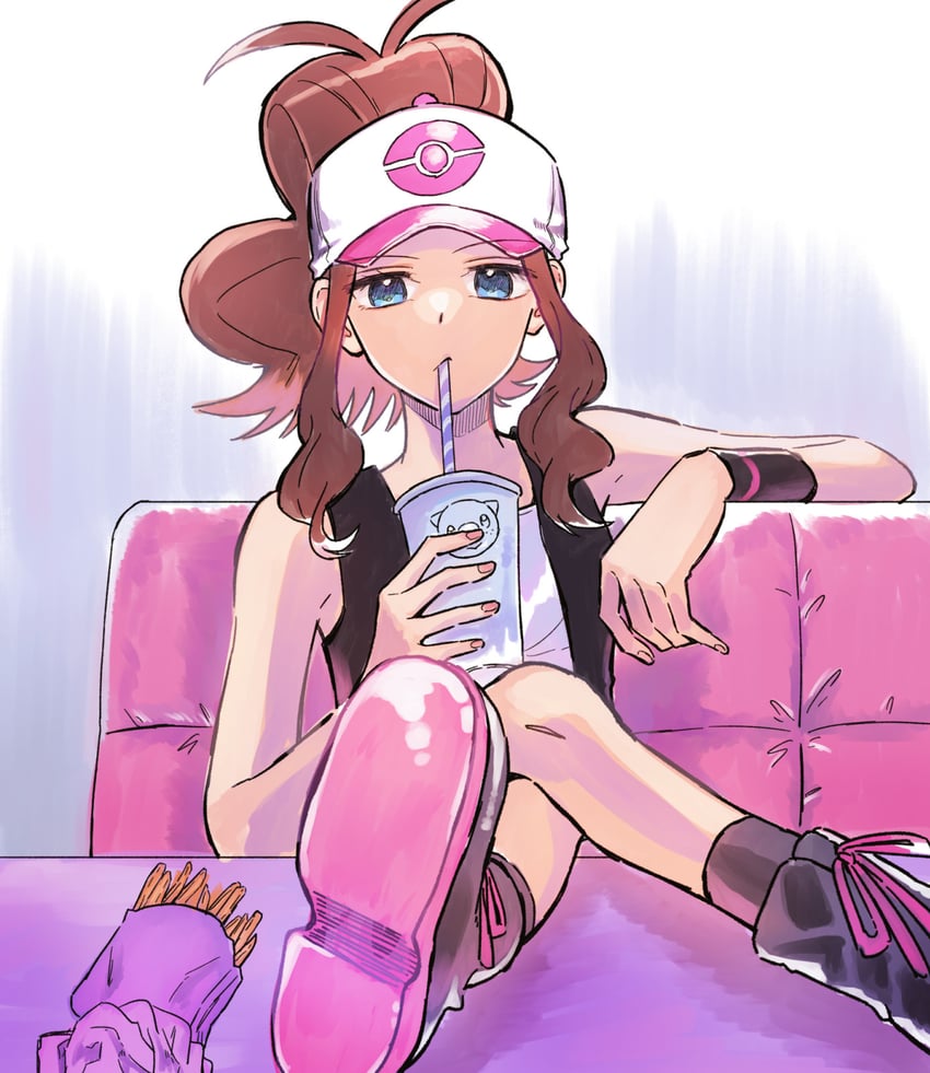 hilda and oshawott (pokemon and 1 more) drawn by enamo_(dcah)