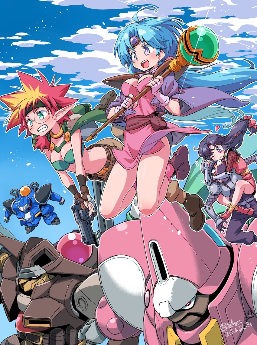 paffy pafuricia, katze, magidora, iori, sarutobi, and 2 more (haou taikei ryuu knight) drawn by isedaichi_ken