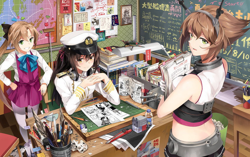 nagato, mutsu, female admiral, musashi, akigumo, and 2 more (kantai collection) drawn by neko_(yanshoujie)