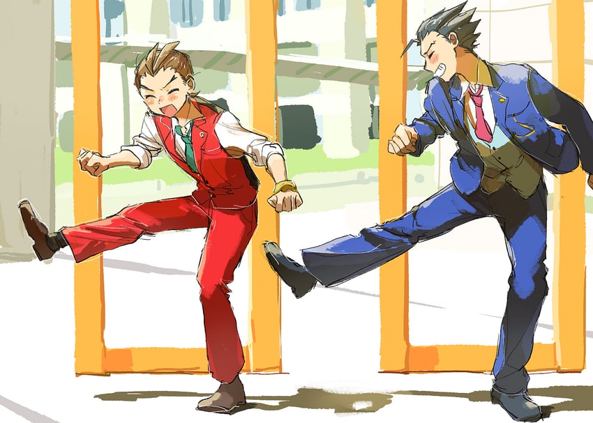 phoenix wright and apollo justice (ace attorney) drawn by rocoya1