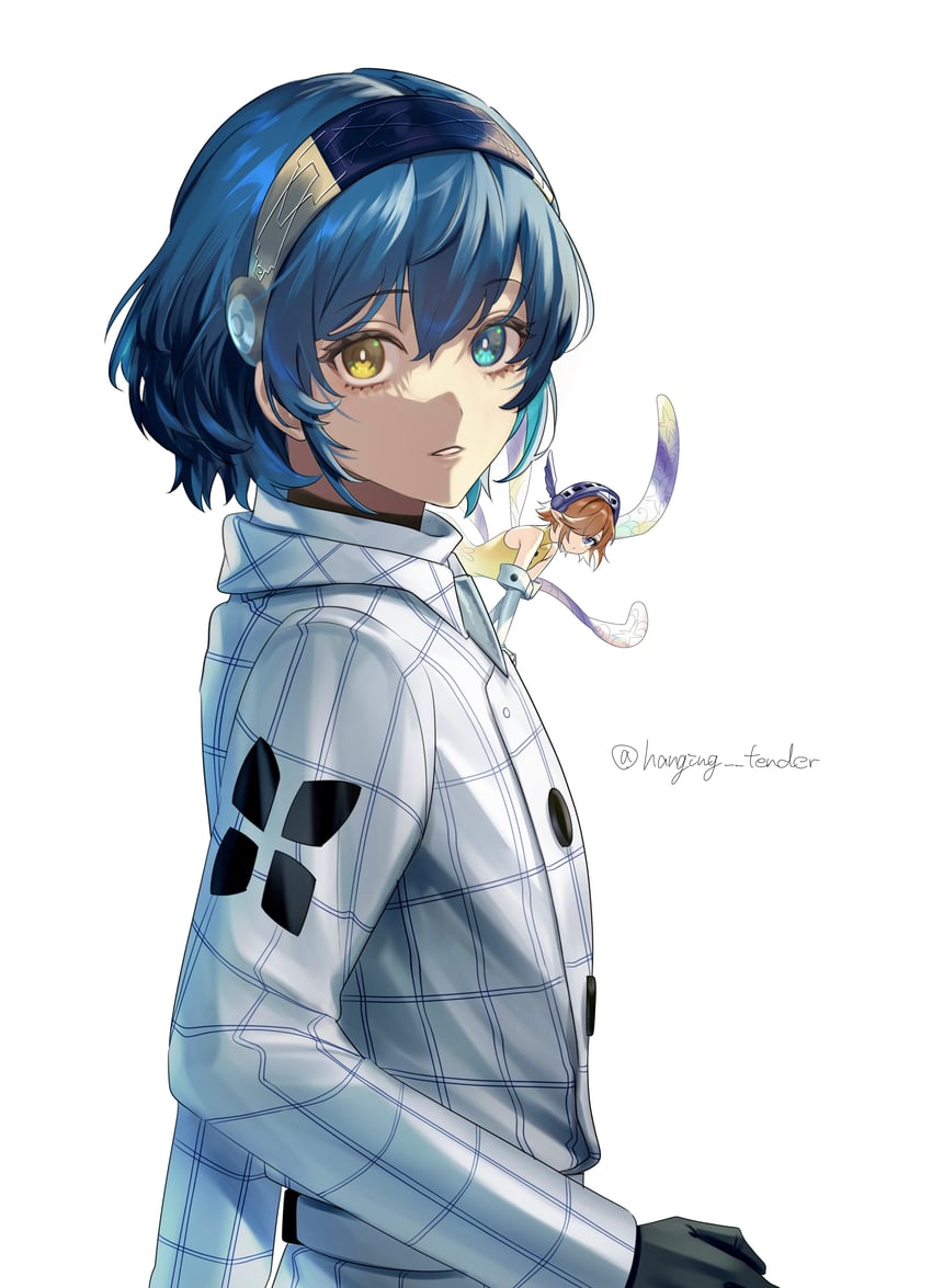 protagonist and gallica (metaphor: refantazio) drawn by hanging_tender