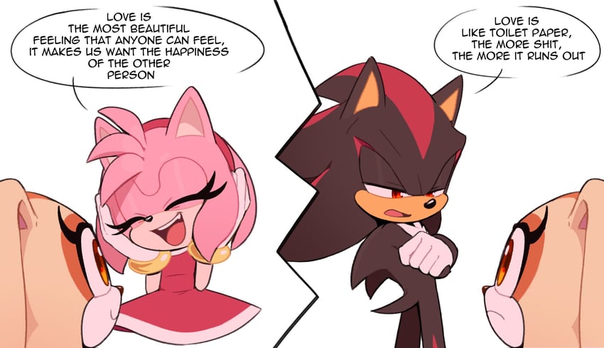 shadow the hedgehog, amy rose, and cream the rabbit (sonic) drawn by toonsite